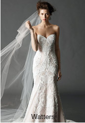 Ivory a-line Alvina Valenta wedding dress with on-trend sheer illusion  straps and lace applique